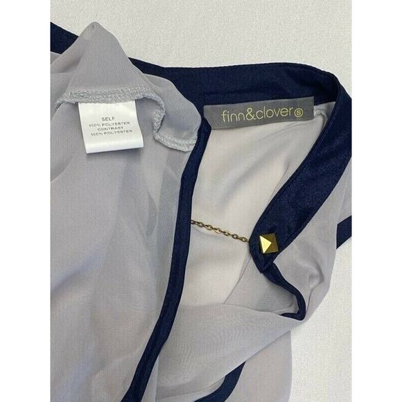 Finn & Clover Women’s Gray Blue Sleeveless Keyhole Neck Chain gray blue top sz S - Picture 7 of 7